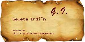 Geleta Irén névjegykártya